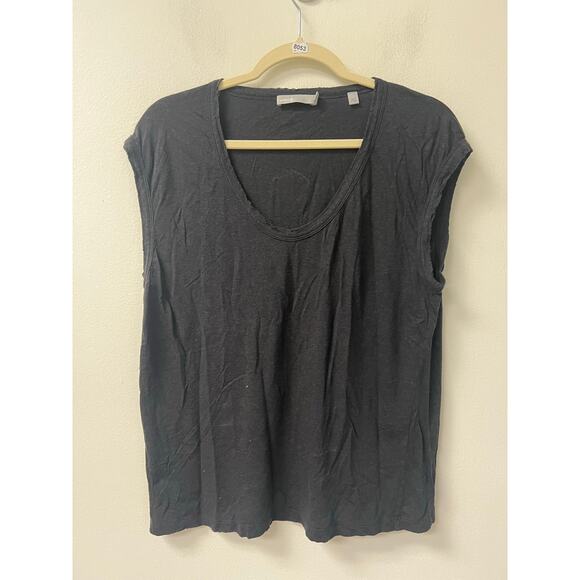 Vince Black Sleeveless Cotton Tee Sz L - Picture 1 of 3